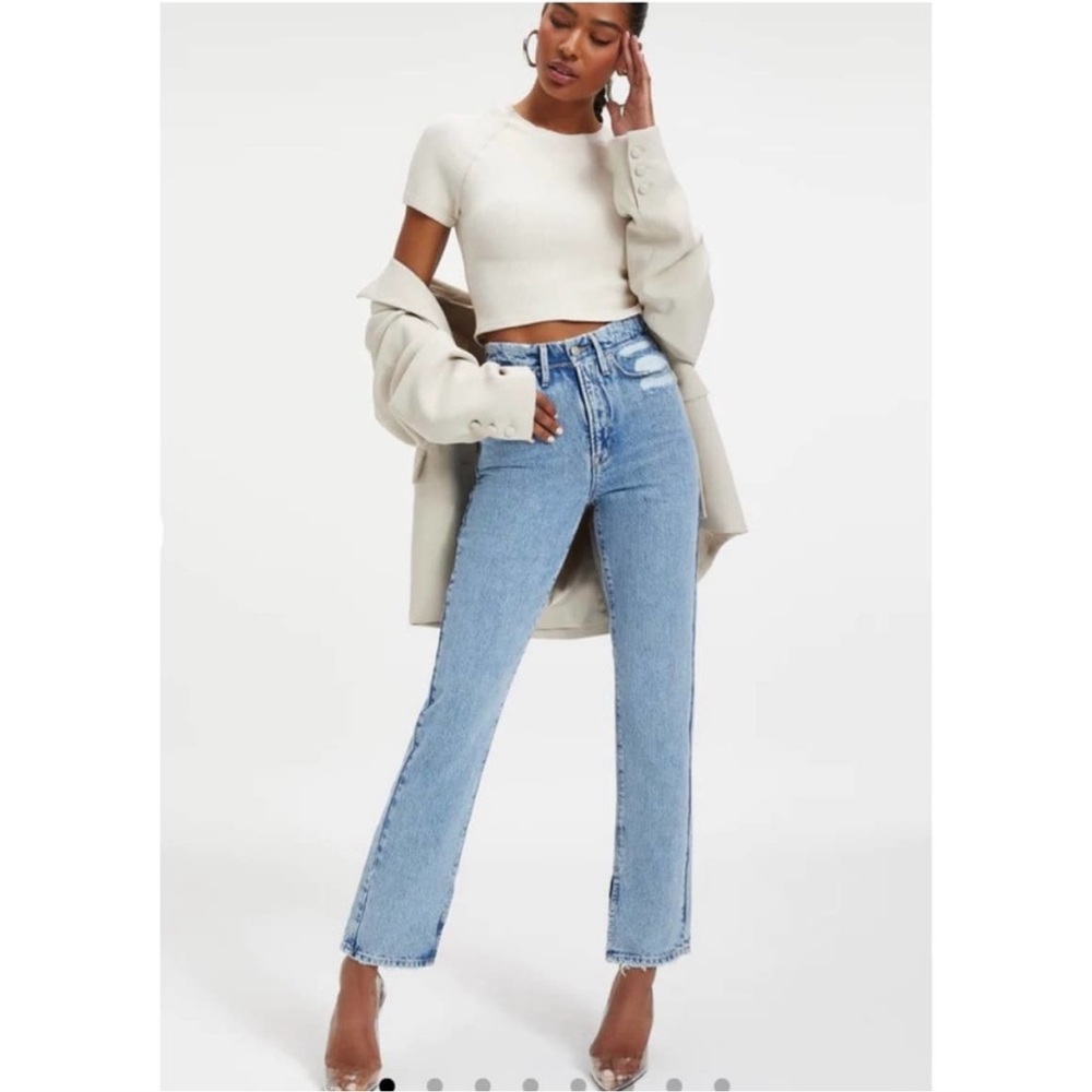 Good American Good Boy High Rise Straight Fit Jeans